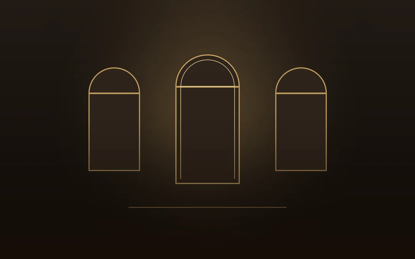 Three gilded arches, the centre one raised and double-framed.